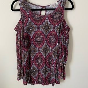Pink Rose Off-the-Shoulder Print Top